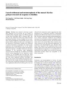 Larval settlement and metamorphosis of the mussel ... - Springer Link