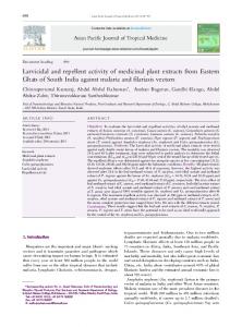 Larvicidal and repellent activity of medicinal plant extracts from ...