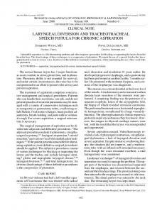 LARYNGEAL DIVERSION AND TRACHEOTRACHEAL SPEECH ...