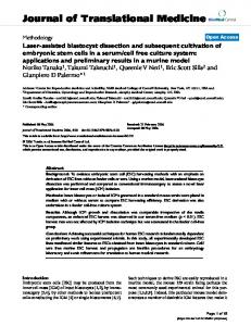 Laser-assisted blastocyst dissection and subsequent cultivation of ...