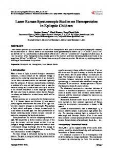 Laser Raman Spectroscopic Studies on