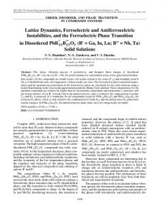 Lattice Dynamics, Ferroelectric and Antiferroeelctric ... - Springer Link