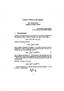 Lattice Points in the Sphere