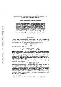 LATTICE POLYTOPES, FINITE ABELIAN SUBGROUPS IN SL (n, C ...