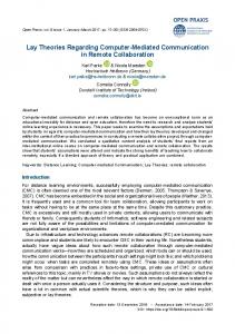 Lay Theories Regarding Computer-Mediated Communication ... - ERIC