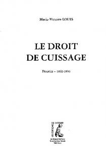 LE DROIT DE CUISSAGE