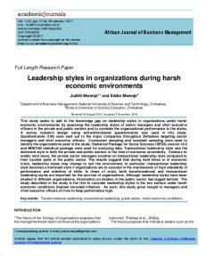 Leadership styles in organizations during harsh ... - Academic Journals