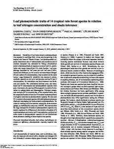 Leaf photosynthetic traits of 14 tropical rain forest ... - Tree Physiology