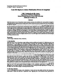 Lean Six Sigma to reduce Medication Errors in hospitals