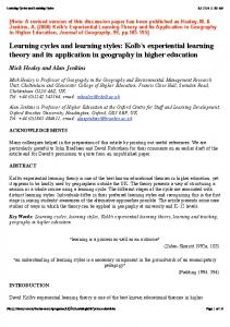 Learning Cycles and Learning Styles