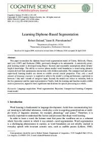 Learning DiphoneBased Segmentation - UCI Social Sciences