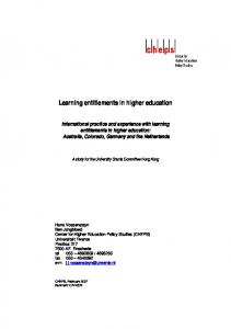Learning entitlements in higher education
