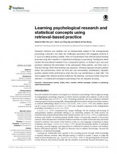 Learning psychological research and statistical ... - Semantic Scholar