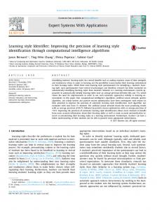 Learning style Identifier: Improving the precision of learning style ...