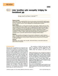 Leber hereditary optic neuropathy: bridging the ... - Semantic Scholar