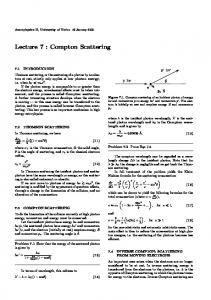 Lecture 7 : Compton Scattering