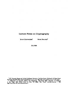 Lecture Notes on Cryptography