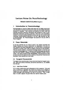 Lecture Notes On NanoTechnology