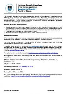 Lecturer Organic Chemistry (5-Year Contract ) - SACI