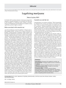 Legalizing marijuana - Journal of Psychiatry & Neuroscience