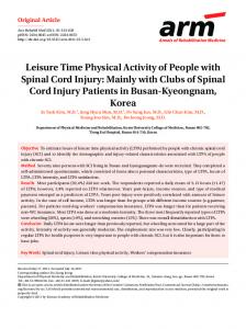 Leisure Time Physical Activity of People with