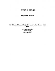 LESS IS MORE - R. Eddie Davidson