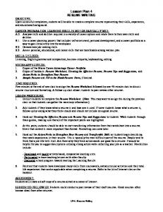 Lesson Plan 4 RESUME WRITING