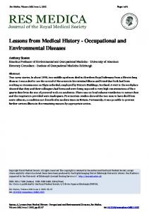 Lessons from Medical History - Occupational and ...