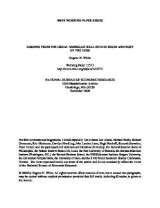 Lessons from the Great American Real Estate Boom and Bust of the ...