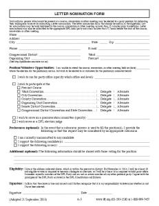 LETTER NOMINATION FORM