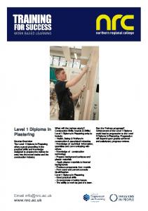 Level 1 Diploma in Plastering