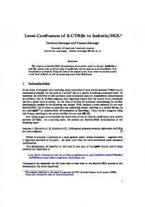 Level-Confluence of 3-CTRSs in Isabelle/HOL - Computational Logic