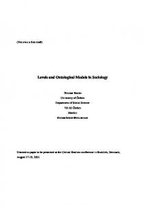 Levels and Ontological Models in Sociology - Critical Realism