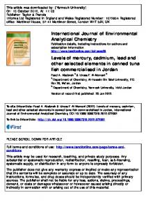 Levels of mercury, cadmium, lead and other selected