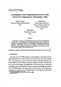 Lexicographic Goal Programming Model for Police Patrol ... - CiteSeerX