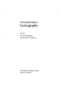 Lexicography - KNAW Pure