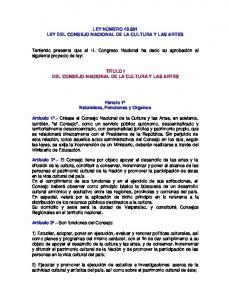 Ley 19.891 Consejo Nacional de la Cultura y las Artes