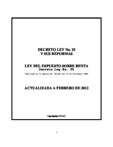 Ley de Impuesto sobre la Renta al 2012