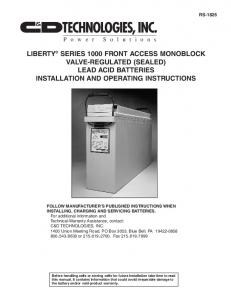 Liberty 1000 Install Manual - C & D Technologies