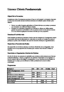 Licence Chimie Fondamentale