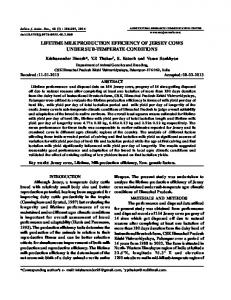 lifetime milk production efficiency of jersey cows ... - ARCC Journals