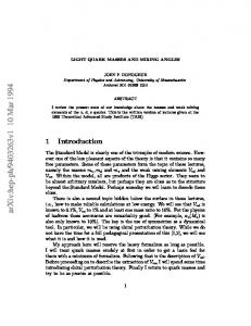 Light Quark Masses and Mixing Angles