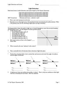 Light Refraction - The Physics Classroom