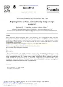 Lighting Control Systems: Factors Affecting Energy ... - ScienceDirect