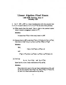 Linear Algebra Final Exam