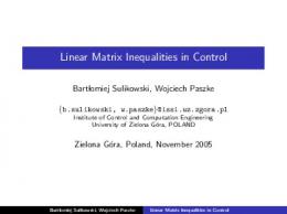 Linear Matrix Inequalities in Control