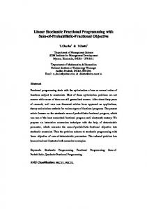 Linear Stochastic Fractional Programming with ... - Optimization Online