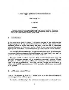 Linear Type Systems for Communication