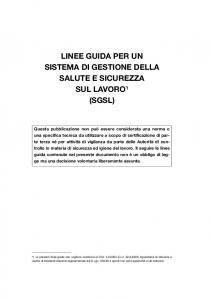 LINEE GUIDA PER UN SISTEMA DI GESTIONE DELLA SALUTE E ...