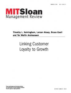 Linking Customer Loyalty to Growth